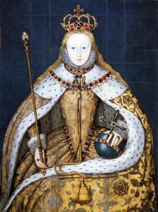 Queen Elizabeth I in coronation robes including a starchy ruff
